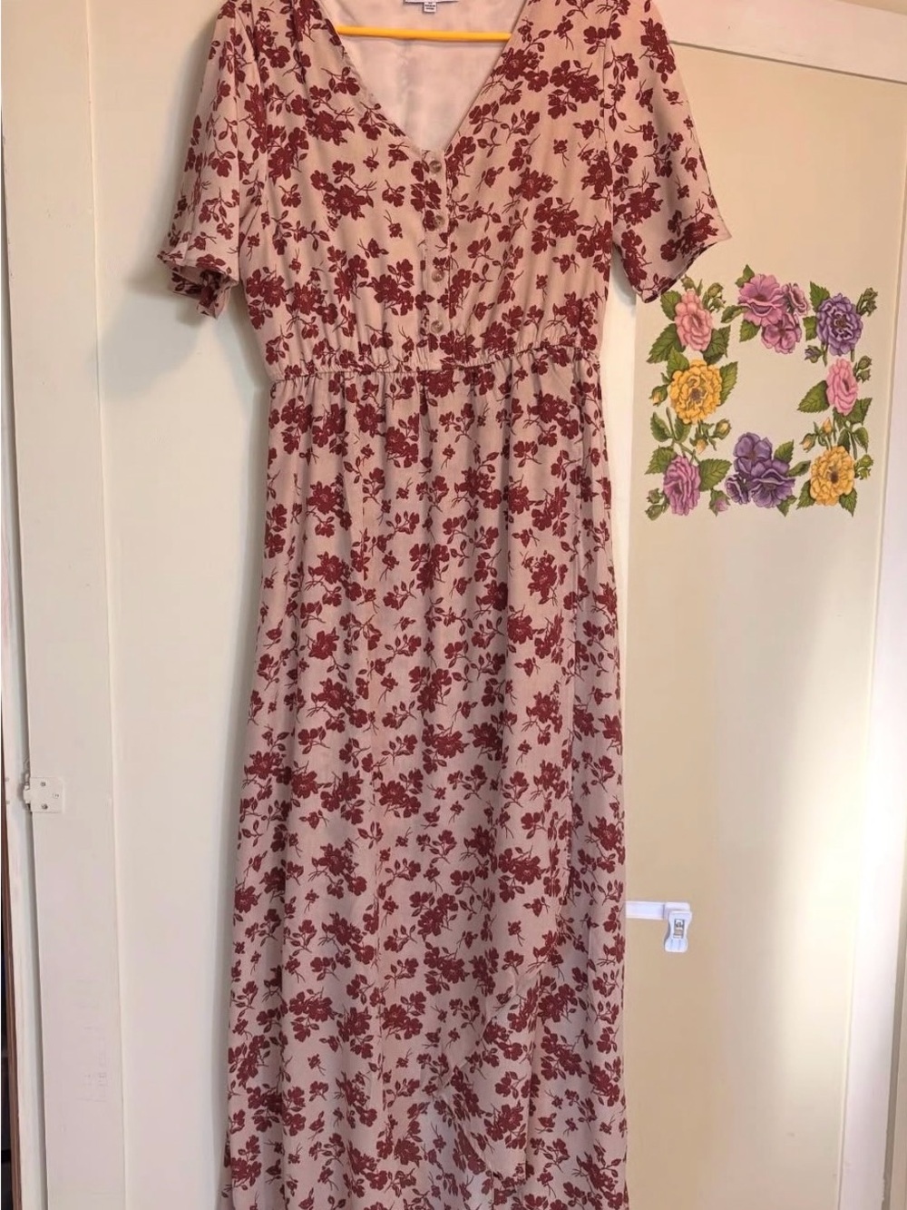 Floral V-Neck Maxi Dress in Dusty Rose Print